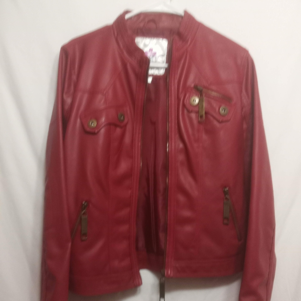 Red Faux leather jacket size medium